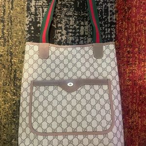 Gucci Monogram Web GG Supreme Sherry Line brown coated canvas tote